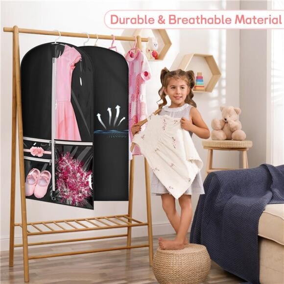 Dance Garment Bag Set of 2 Costume Dress Storage Travel Bags with Clear Pockets - Picture 2 of 7
